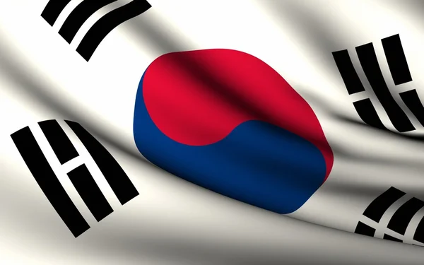Развевающийся флаг Южной Кореи. Коллекция всех стран  . — стоковое фото