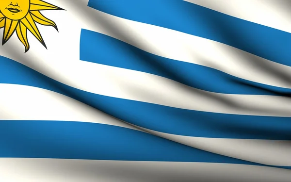 Flying Flag of Uruguay . All Countries Collection . — Stock Photo, Image