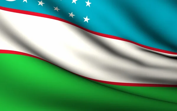 Развевающийся флаг Узбекистана. Коллекция всех стран  . — стоковое фото