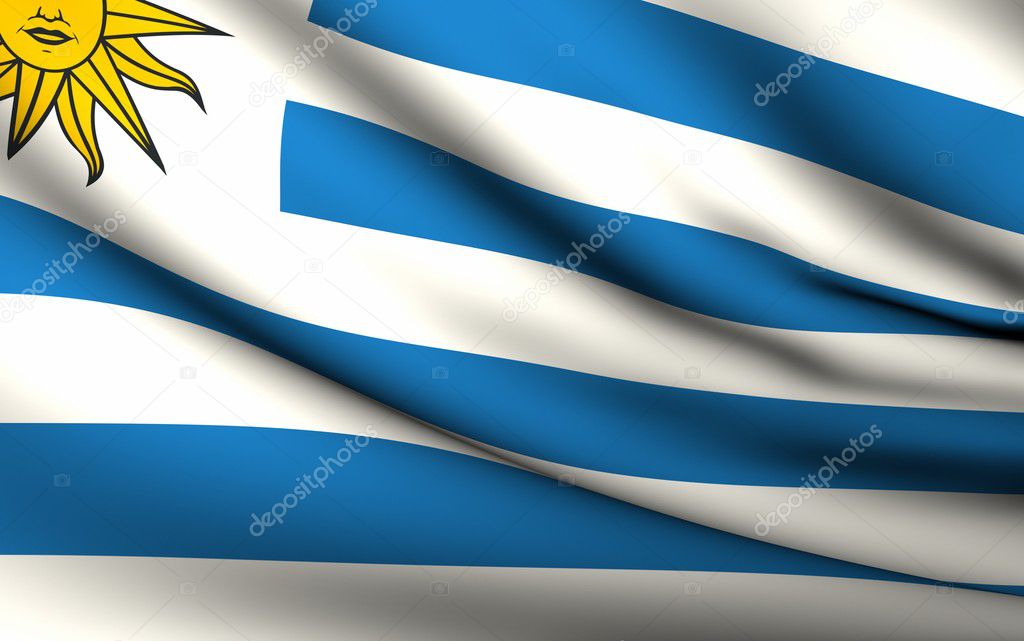 Flying Flag of Uruguay . All Countries Collection .