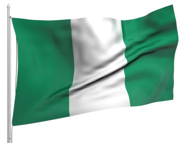 Flying Flag of Nigeria - All Countries