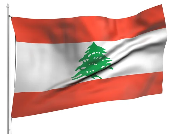 Létající vlajka Libanonu - všechny země — Stock fotografie