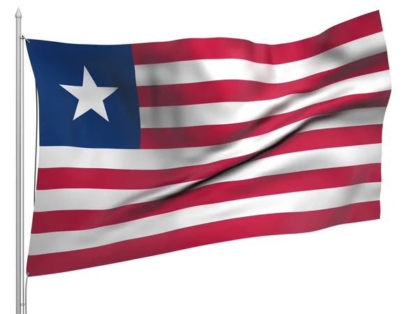 Flying Flag of Liberia - All Countries — Stock Photo, Image