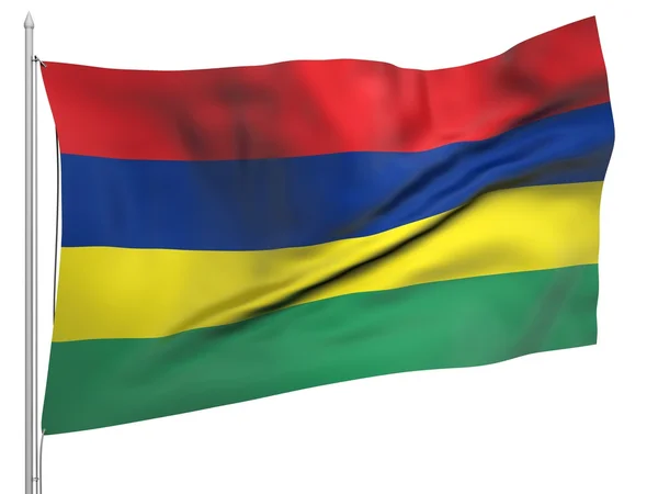 Bandeira hasteada da Maurícia - Todos os Países — Fotografia de Stock