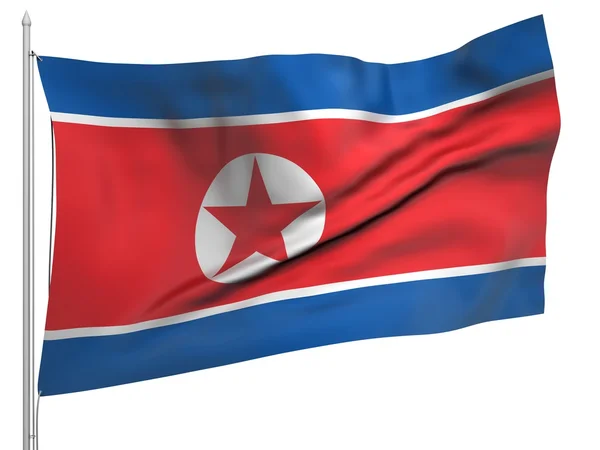 Flying Flag of North Korea - All Countries — Stock Photo, Image
