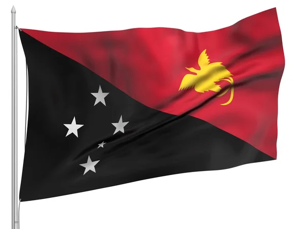 Flying Flag of Papua New Guinea - All Countries — Stock Photo, Image