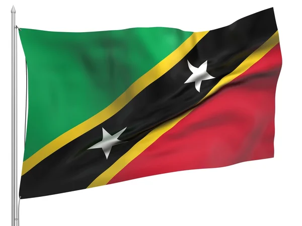 Det flygende flagget til Saint Kitts og Nevis - alle stater – stockfoto