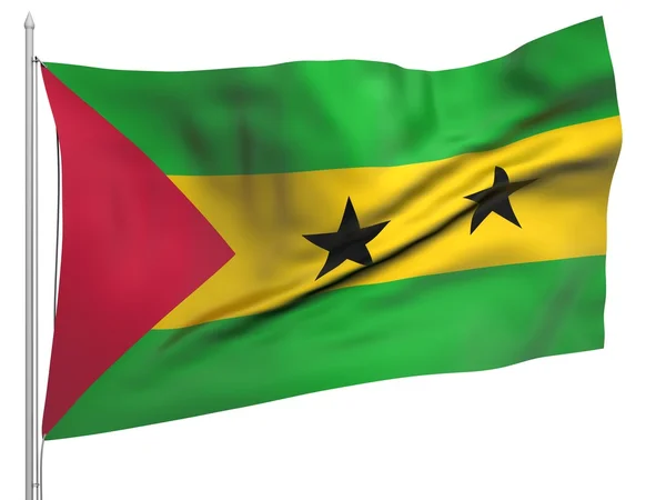 Flying Flag of Sao Tome and Principe - All Countries — Stock Photo, Image
