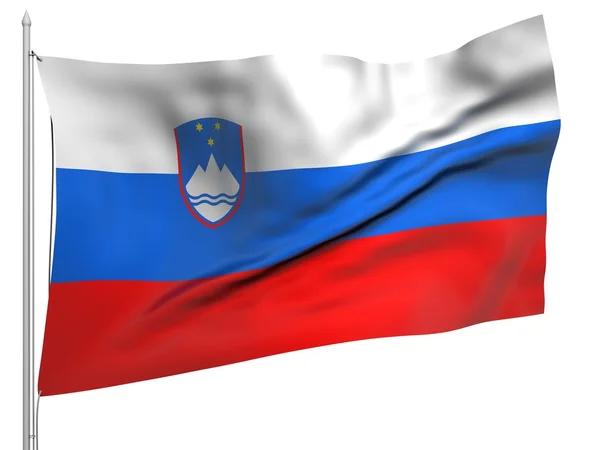 Létající vlajka Slovinska - všechny země — Stock fotografie