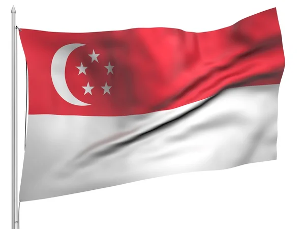 Létající vlajka Singapuru - všechny země — Stock fotografie