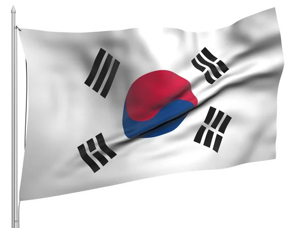 Létající vlajka Jižní Koreje - všechny země — Stock fotografie