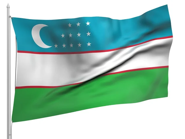 Bandiera volante dell'Uzbekistan - Tutti i paesi — Foto Stock