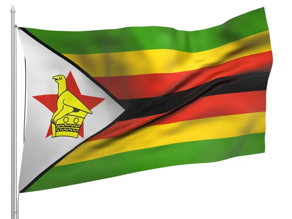 Bandeira hasteada do Zimbabué - Todos os Países — Fotografia de Stock