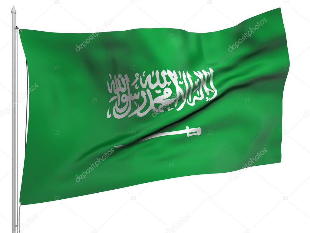 Flying Flag of Saudi Arabia - All Countries