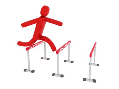 Red man jumps over the barriers - Social Themes clipart