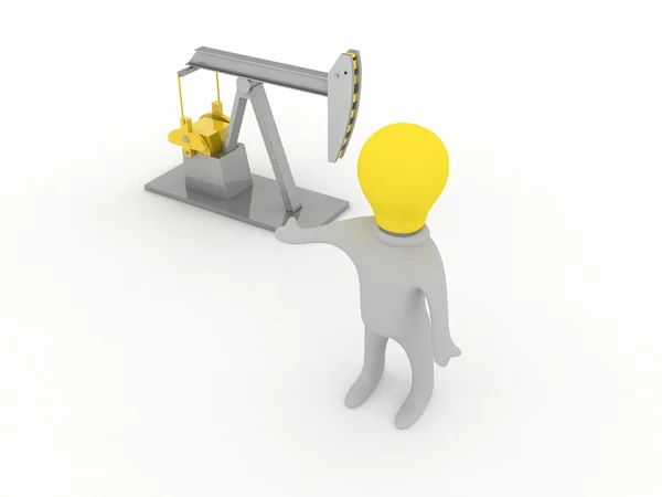 Булбмен и нефтяная вышка — стоковое фото