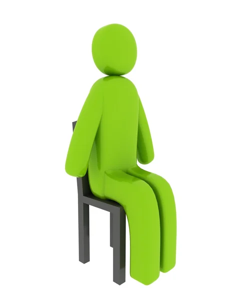 Zöld ember ül a szék - szociális témák — Stock Fotó