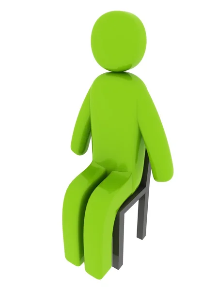 Zelený muž sedí na židli - sociální motivy — Stock fotografie