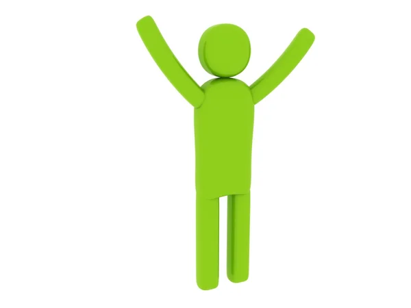 Zelený muž s rukama nahoru - sociální motivy — Stock fotografie