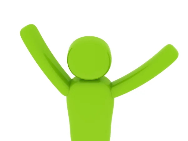 Zelený muž s rukama nahoru - sociální motivy — Stock fotografie