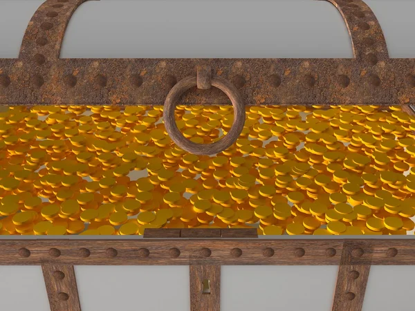Staré pirátská truhla s zlaté mince — Stock fotografie