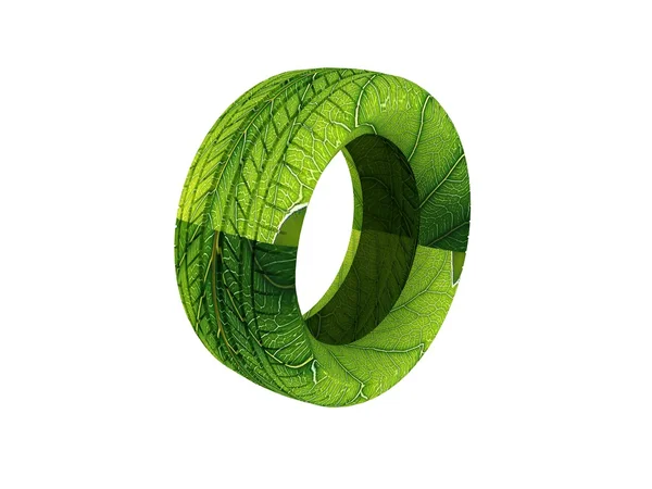 Ekologiska bil hjul - gröna blad stil däck — Stockfoto