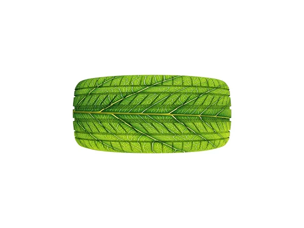 생태 자동차 바퀴-녹색 잎 스타일 타이어 — 스톡 사진