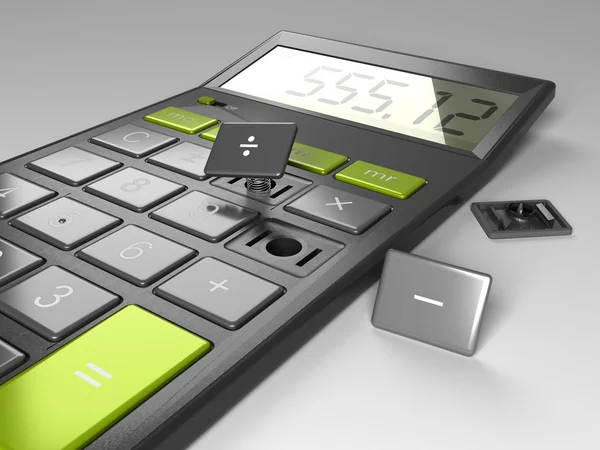 Kalkulator z łamanego przyciski — Zdjęcie stockowe