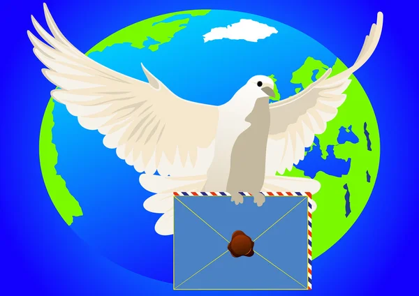 Een duif met een letter — Stockfoto