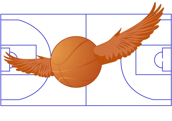 Bola de basquete nas asas — Fotografia de Stock