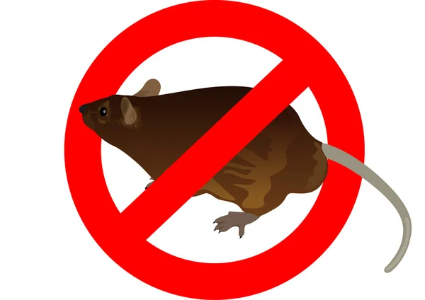 Sinal de proibição e um rato — Fotografia de Stock