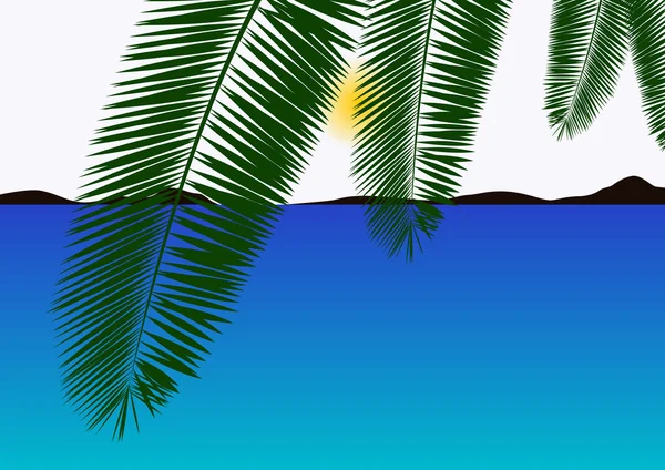 Havet och palm blad — Stockfoto