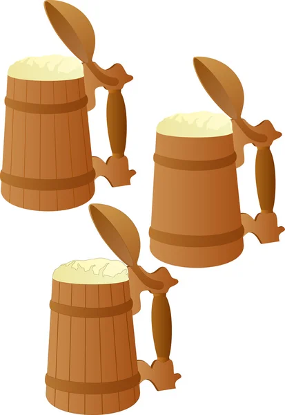 Wooden mug of beer — Stock Photo, Image