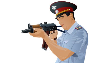 A police officer with a gun clipart