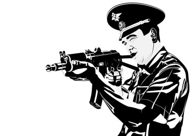 A policeman with a gun clipart