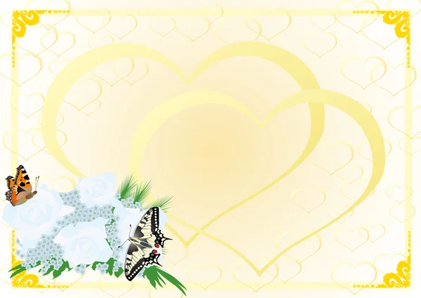 新娘捧花和蝴蝶 — 图库矢量图片