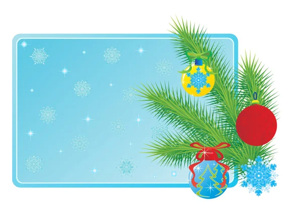 Christmas tree branch en speelgoed — Stockvector