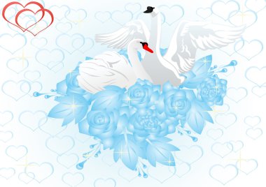 Flowers and swans clipart