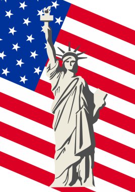 U.S. Flag and the Statue of Liberty clipart