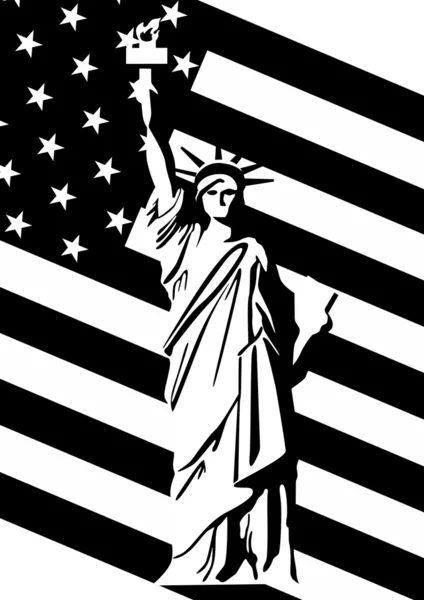 Статуя Свободы и флаг США — стоковый вектор