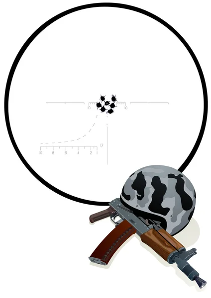 Helmet, gun and target — Stock Vector