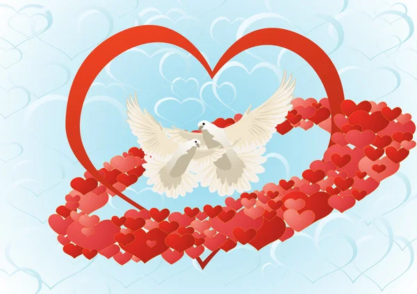 Amor y palomas — Vector de stock
