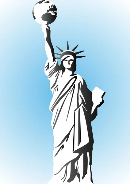 Statue of Liberty and the planet Earth — Stock Vector