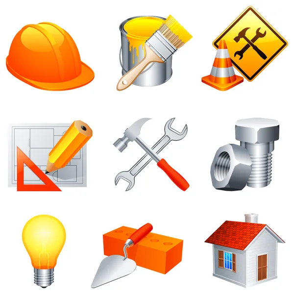 Iconen voor de bouw. — Stockvector