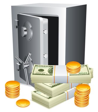 Safe and money. clipart