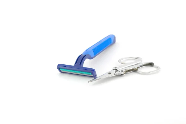 Shaving-set and nail scissors — Stock Photo, Image
