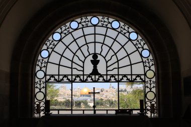 Window in Dominus Flevit Church clipart