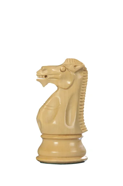Houten schaak: paard (wit) — Stockfoto