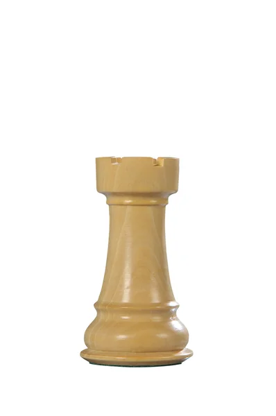 Xadrez de madeira: torre (branco ) — Fotografia de Stock