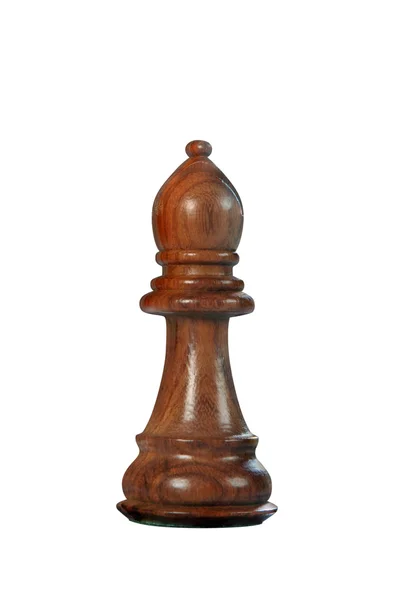 Деревянные шахматы: слон (черный ) — стоковое фото